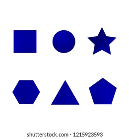 Colorful collection set of soft mesh facet gradient logo designs or web elements. Hexagonal, triangular, pentagonal, round, triangular and star gradient stylish shapes. Geometric logotype.