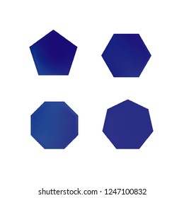Colorful collection set of soft mesh logo designs or web gradient elements. Pentagonal, hexagonal polygon shapes. Icon sets for apps, games, communications, electronics, agriculture.