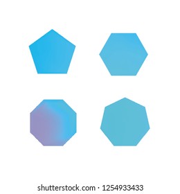 Colorful collection set of soft mesh logo designs or web gradient elements. Pentagonal, hexagonal polygon shapes. Icon sets for apps, games, communications, electronics, agriculture.
