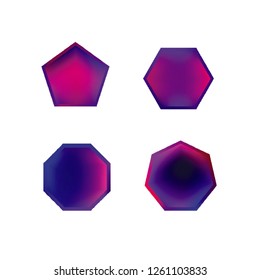 Colorful collection set of soft mesh logo designs or web gradient elements. Pentagonal, hexagonal polygon shapes. Icon sets for apps, games, communications, electronics, agriculture.