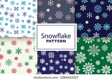 Colorful Collection of Six Different Snowflake Patterns