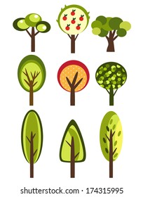 Colorful collection of vector trees