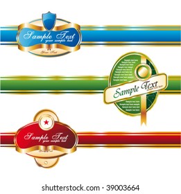 Colorful collection of vintage golden labels