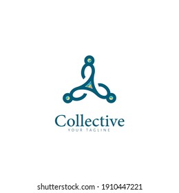 Colorful Collective Three People Logo Design Symbol Template Flat Style Vector