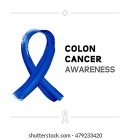 Colorful Colon Cancer Awareness Ribbon Isolated Over White Background. Vector Poster.