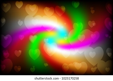 Colorful color background with heart bokeh, Vector background.