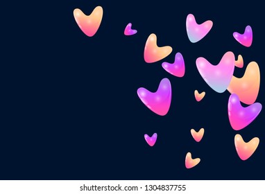 Colorful color hearts confetti wedding vector background. Retro flying hearts shapes illustration. Love concert party graphic design.