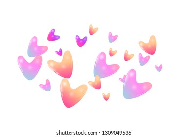 Colorful color hearts confetti wedding vector background. Retro flying hearts shapes illustration. Love concert party graphic design.
