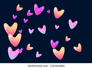 Colorful color hearts confetti wedding vector background. Retro flying hearts shapes illustration. Love concert party graphic design.