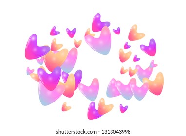 Colorful color hearts confetti wedding vector background. Retro flying hearts shapes illustration. Love concert party graphic design.