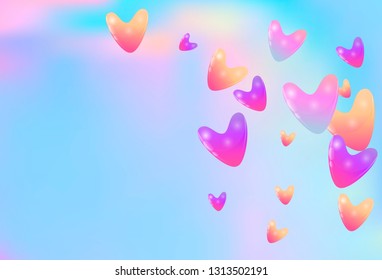 Colorful color hearts confetti wedding vector background. Retro flying hearts shapes illustration. Love concert party graphic design.