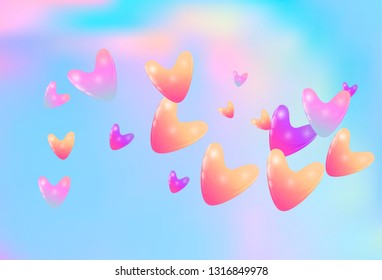 Colorful color hearts confetti wedding vector background. Retro flying hearts shapes illustration. Love concert party graphic design.