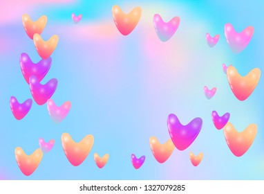 Colorful color hearts confetti wedding vector background. Retro flying hearts shapes illustration. Love concert party graphic design.
