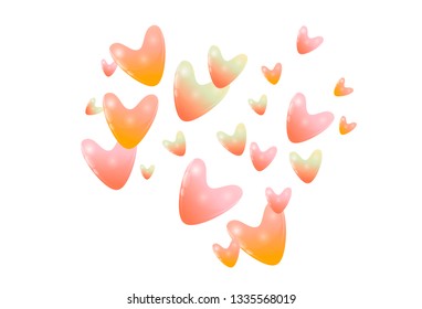 Colorful color hearts confetti wedding vector background. Retro flying hearts shapes illustration. Love concert party graphic design.
