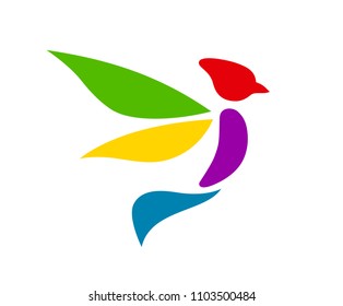 colorful color logo design illustration for flight or wildlife company bird animal silhouette flat design style