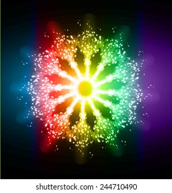 colorful color Lotus mandala with Paisley. abstract background.