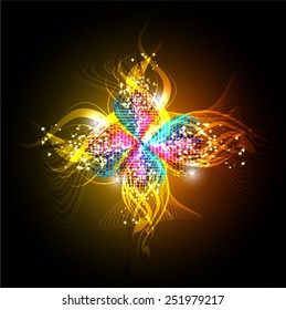colorful color Lotus mandala with Paisley. abstract background. orange