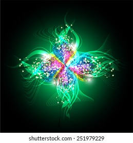 colorful color Lotus mandala with Paisley. abstract background. green
