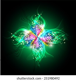 colorful color Lotus mandala with Paisley. abstract background. green