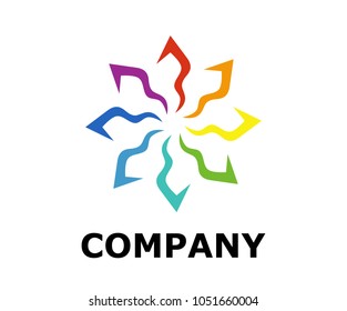 colorful color royal lotus flower for health luxury industry logo idea design illustration