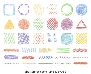 Coloridos marcos de lápiz de colores y conjunto de texturas.