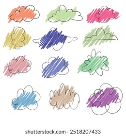 colorful colored pencil scribble  and speach bubbles