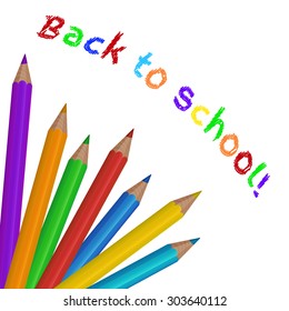 Colorful colored pencils on the white background. Back to school