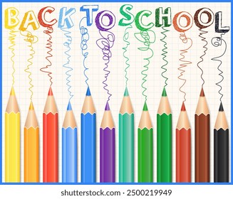 Colorful Colored Pencils set. Realistic pencils. Back to School background. Vector