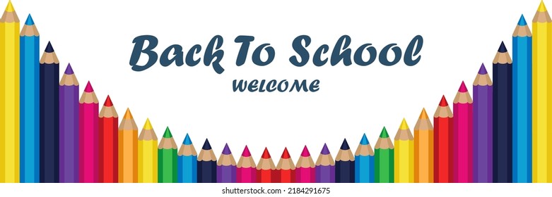 Colorful Colored Pencils white Background with Texture for Back to School with Space for Message. Vector Illustration. Colorful pencils for kids