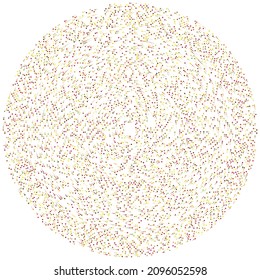 Colorful, colored random circles, dots, speckles and freckles concentric, circular and radial element. Pointillist, pointillism random polychrome halftone circles