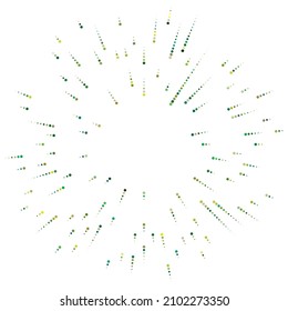 Colorful, colored random circles, dots, speckles and freckles concentric, circular and radial element. Pointillist, pointillism random polychrome halftone circles