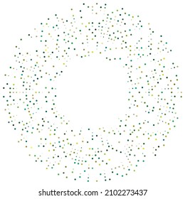 Colorful, colored random circles, dots, speckles and freckles concentric, circular and radial element. Pointillist, pointillism random polychrome halftone circles