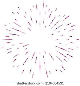 Colorful, colored random circles, dots, speckles and freckles concentric, circular and radial element. Pointillist, pointillism random polychrome halftone circles