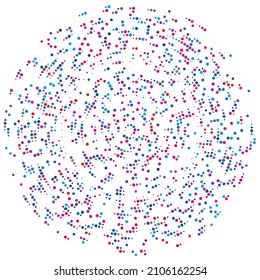 Círculos coloridos y coloreados aleatorios, puntos, especkles y pecas de elemento concéntrico, circular y radial. Pointillista, punintillismo aleatorio de círculos policromados de semitono