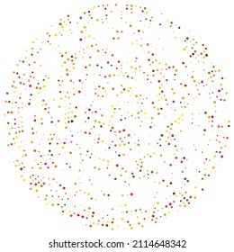 Colorful, colored random circles, dots, speckles and freckles concentric, circular and radial element. Pointillist, pointillism random polychrome halftone circles