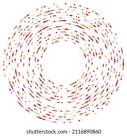 Círculos coloridos y coloreados aleatorios, puntos, especkles y pecas de elemento concéntrico, circular y radial. Pointillista, punintillismo aleatorio de círculos policromados de semitono