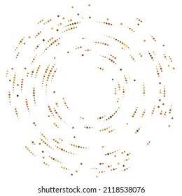 Colorful, colored random circles, dots, speckles and freckles concentric, circular and radial element. Pointillist, pointillism random polychrome halftone circles