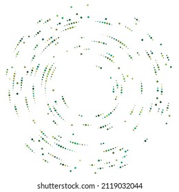 Colorful, colored random circles, dots, speckles and freckles concentric, circular and radial element. Pointillist, pointillism random polychrome halftone circles