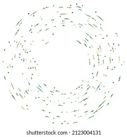 Colorful, colored random circles, dots, speckles and freckles concentric, circular and radial element. Pointillist, pointillism random polychrome halftone circles