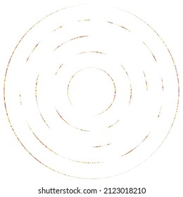 Colorful, colored random circles, dots, speckles and freckles concentric, circular and radial element. Pointillist, pointillism random polychrome halftone circles