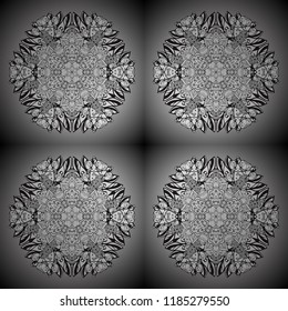 Colorful colored tile mandala on a gray, white colors. Unusual vector ornament decoration. Intricate floral design element for wallpaper, gift paper, fabric print, furniture. Boho abstract pattern.