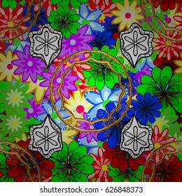 Colorful colored tile mandala on a background. Intricate floral design element for wallpaper, gift paper, fabric print, furniture. Boho abstract seamless pattern. Unusual vector ornament decoration.