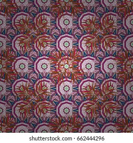 Colorful colored tile mandala on a background. Unusual vector ornament decoration. Intricate floral design element for wallpaper, gift paper, fabric print, furniture. Boho abstract seamless pattern.