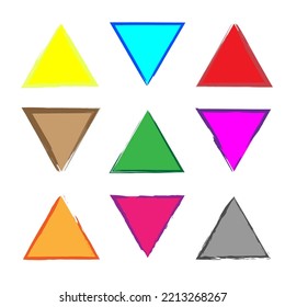 Colorful colored triangles shapes. Geometric art print. Geometric shape. Vector illustration. Stock image.