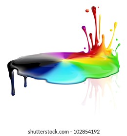 Colorful and colorless paint splashing