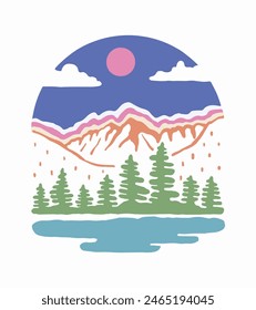 Colorful Colorodo rocky mountain national park vintage vector art