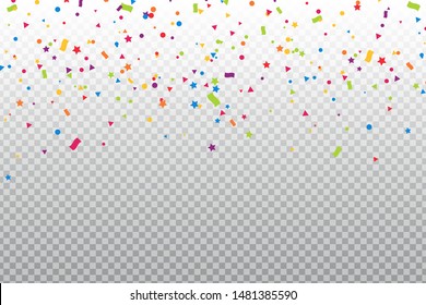 The colorful colors of the confetti that fell to the ground in the celebration. isolate on white background.