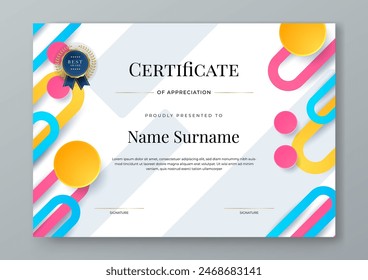 Colorful colourfu certificate design with luxury and modern certificate award design template pattern