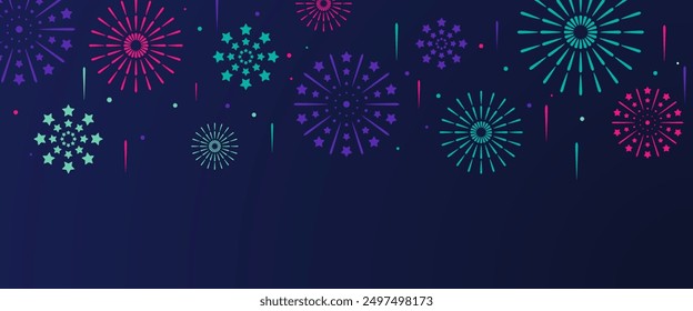Colorful colourful banner new year design with fireworks