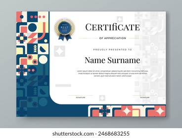 Colorful colourful certificate of corporate template. Clean modern certificate with gold badge. Certificate border template with luxury and modern line pattern.